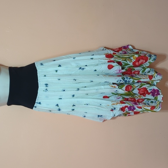 Jopou Romantic Victorian Ruching Floral Maxi Skirt Voile High Waist S NWT - Picture 6 of 10